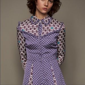 Maje Reed Floral Satin Multicolor print dress size 2